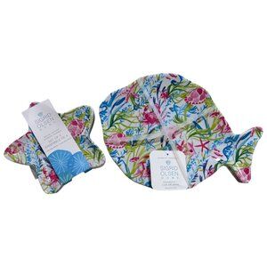 Sigrid Olsen Starfish & Fish Melamine Appetizer & Luncheon Plates Set 4 Each NWT